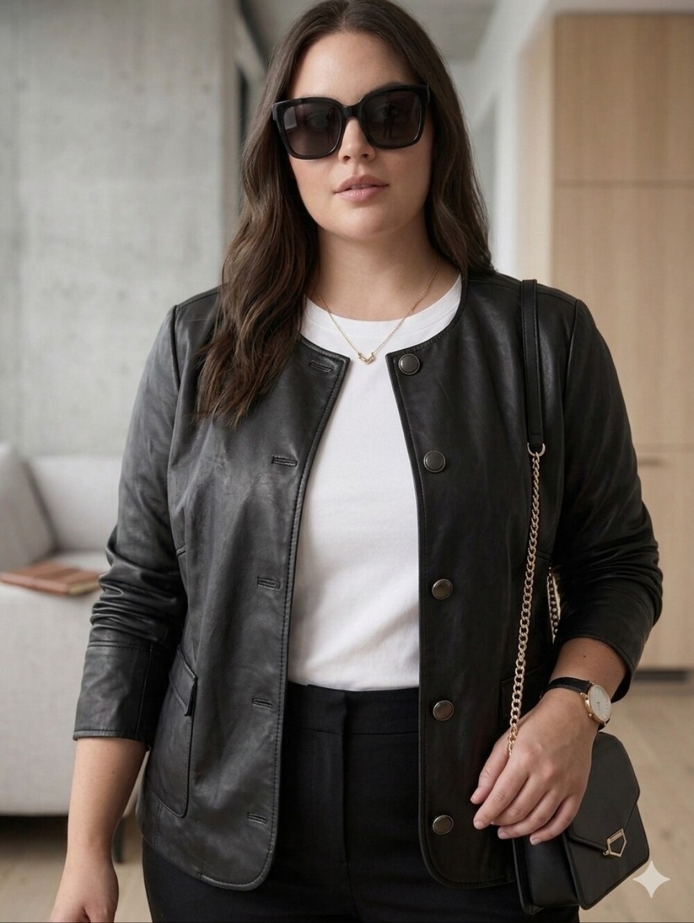 torrid Black Faux Leather Button-Front Jacket
